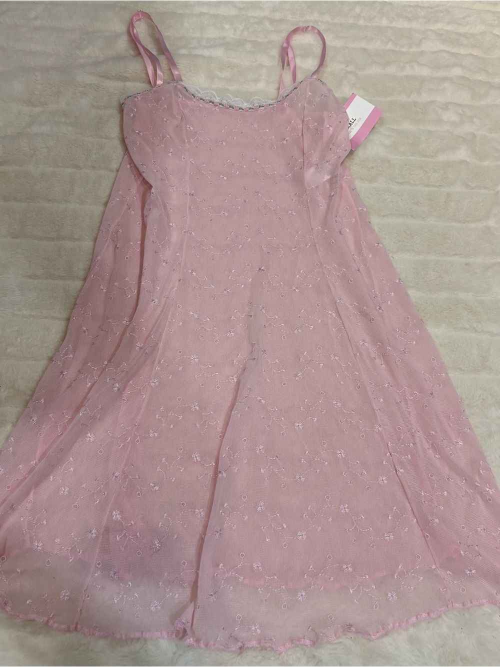 Vintage Pink Embroidered Chiffon Slip Dress